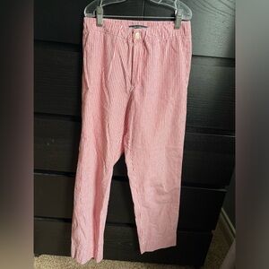 Brandy Melville Red & White Striped Crop Pants elastic waist ~26